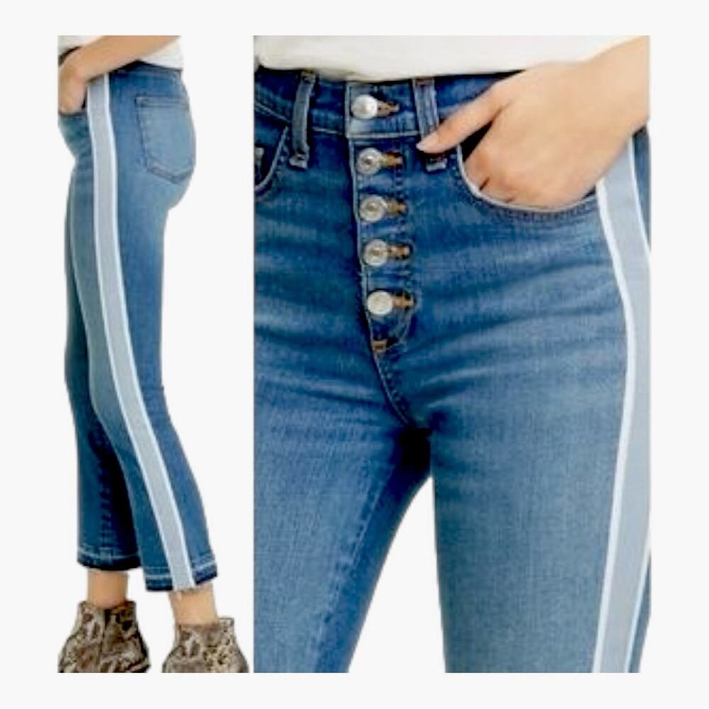 Veronica Beard Carolyn Baby Boot High Rise Blue Tuxedo Stripe Jeans 25/0